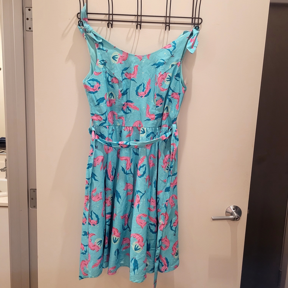 Blue and Pink Axolotl Dress, XL